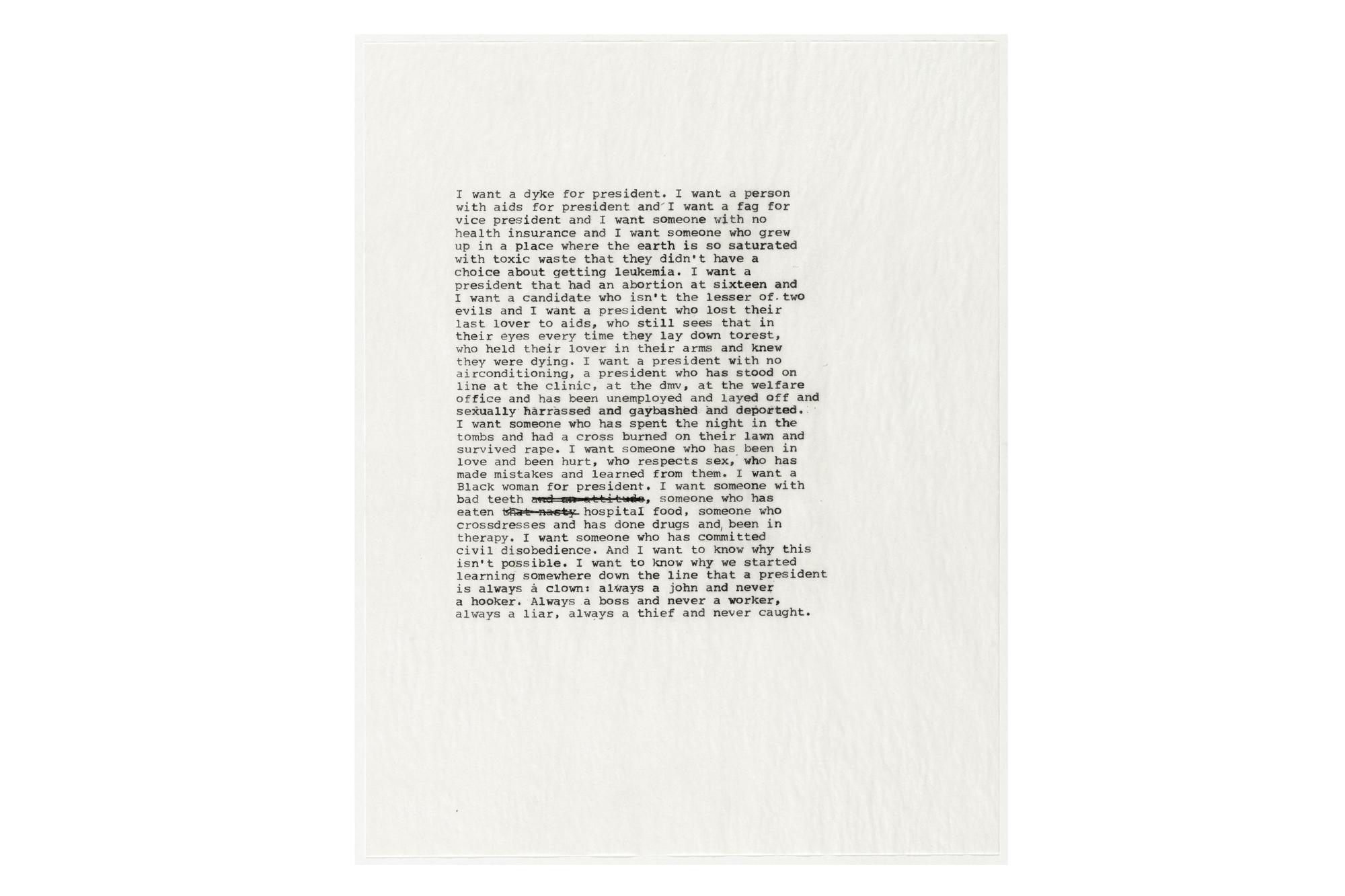‘I want a president’, de Zoe Leonard